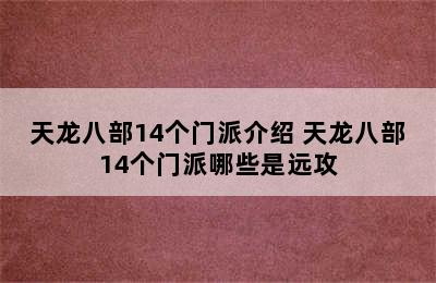 天龙八部14个门派介绍 天龙八部14个门派哪些是远攻